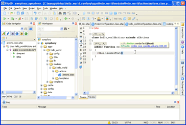 PHP Editor Symfony function defined