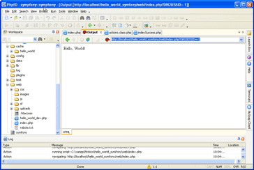 PHP Editor Symfony Hello World