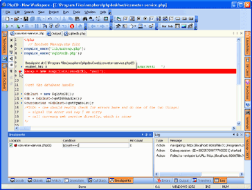 Inserting program Breakpoints using a PHP Debugger